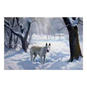 Bull Terrier Laat het sneeuwen Kerstmis Perfect Poster