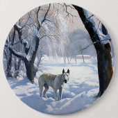 Bull Terrier Laat het sneeuwen Kerstmis Ronde Button 6,0 Cm (Voorkant)