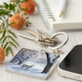 Bull Terrier Laat het sneeuwen Kerstmis Sleutelhanger (Voorkant Rechts)