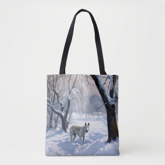 Bull Terrier Laat het sneeuwen Kerstmis Tote Bag (Voorkant)