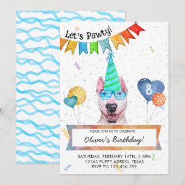 Bull Terrier Laat Pawty Hond Verjaardagsfeestje Kaart