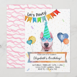 Bull Terrier Laat Pawty Hond Verjaardagsfeestje Kaart