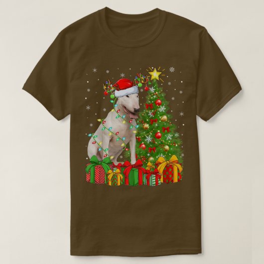 Bull Terrier Lighting Xmas - de Boom Santa Bull Te T-shirt (Design voorkant)