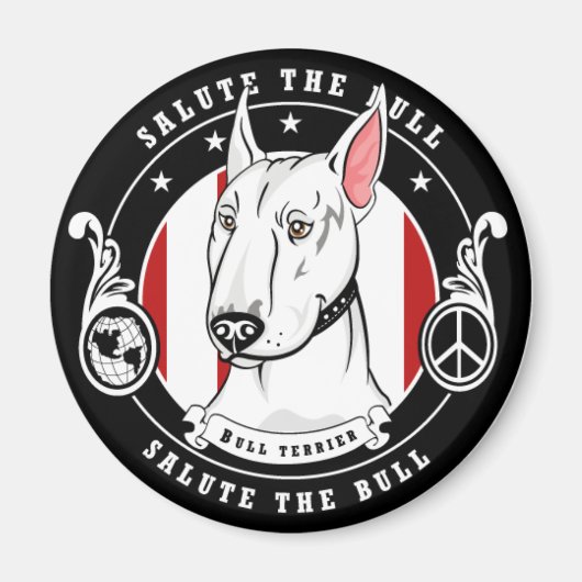 Bull Terrier Magnet Rond (Voorkant)