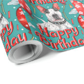 Bull Terrier met ballonnen Cadeaupapier (Rol Hoek)