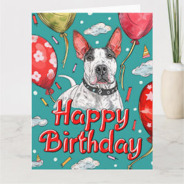 Bull Terrier met Ballonnen Kaart