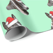 Bull Terrier met een kersthat Cadeaupapier (Rol Hoek)