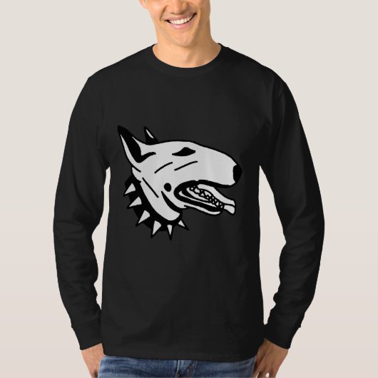Bull Terrier met een zwarte spike kraag T-shirt (Voorkant)