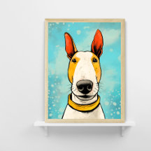 Bull Terrier met Gele Kraag Kleurrijke Hond