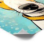 Bull Terrier met Gele Kraag Kleurrijke Hond Poster (Hoek)