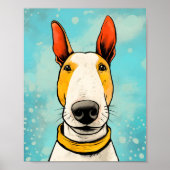 Bull Terrier met Gele Kraag Kleurrijke Hond Poster (Voorkant)