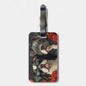 Bull Terrier met hart Rozen Valentijnsdag Bagagelabel (Achterkant verticaal)