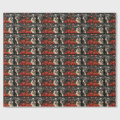 Bull Terrier met hart Rozen Valentijnsdag Cadeaupapier (Vlak)