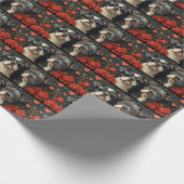 Bull Terrier met hart Rozen Valentijnsdag Cadeaupapier (Hoek)