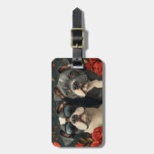 Bull Terrier Met Hartrozen Valentijnsdag Bagagelabel (Voorkant verticaal)