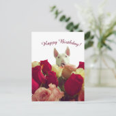 Bull terrier met rozen - Gefeliciteerd! Briefkaart (Staand voorkant)