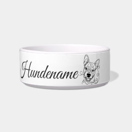 Bull Terrier Minimalist Line Art personalized bowl Voerbakje