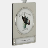 Bull Terrier Moeder 2 Verzilverd Banner Ornament (Rechts)