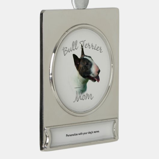 Bull Terrier Moeder 2 Verzilverd Banner Ornament (Rechts)