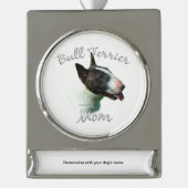Bull Terrier Moeder 2 Verzilverd Banner Ornament (Voorkant)