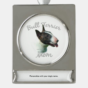 Bull Terrier Moeder 2 Verzilverd Banner Ornament