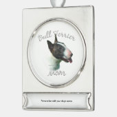 Bull Terrier Moeder 2 Verzilverd Banner Ornament (Links)