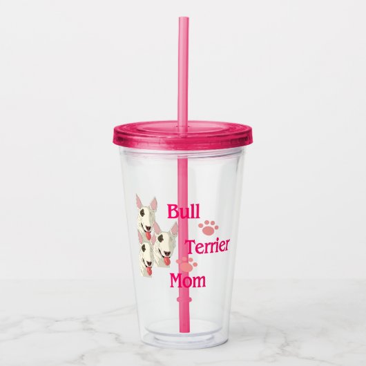Bull Terrier Moeder Acryl Tumbler Drinkbeker (Voorkant)