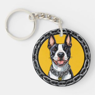 Bull Terrier Mooie Hond Portret Voor Hondenliefheb Sleutelhanger