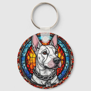 Bull Terrier Mozaïek Hond Portret Voor Hondenliefh Sleutelhanger