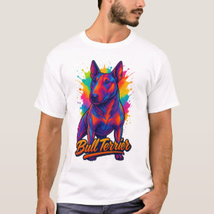 Bull Terrier Neon Pop Art – Kleurrijke Hond T-shirt