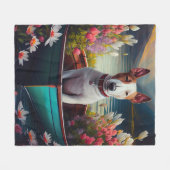 Bull Terrier op een peddel: Een Schilderachtig avo Fleece Deken (Voorkant (Horizontaal))