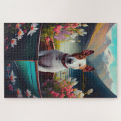 Bull Terrier op een peddel: Een Schilderachtig avo Legpuzzel (Horizontaal)