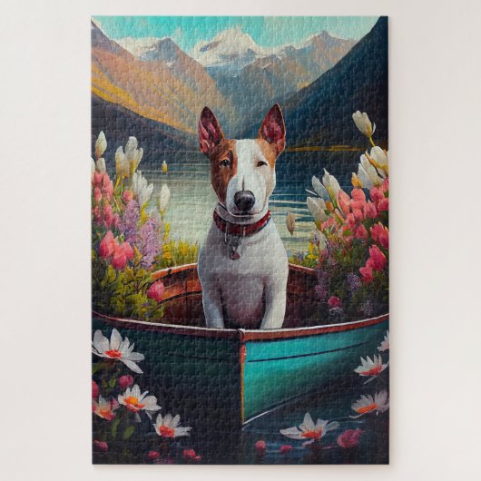 Bull Terrier op een peddel: Een Schilderachtig avo Legpuzzel (Verticaal)