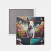 Bull Terrier op een peddel: Een Schilderachtig avo Magneet (Voorkant / Achterkant)