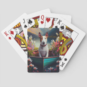 Bull Terrier op een peddel: Een Schilderachtig avo Pokerkaarten