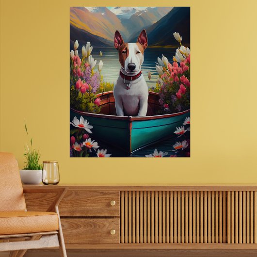 Bull Terrier op een peddel: Een Schilderachtig avo Poster (Woonkamer 2)