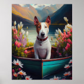 Bull Terrier op een peddel: Een Schilderachtig avo Poster (Voorkant)
