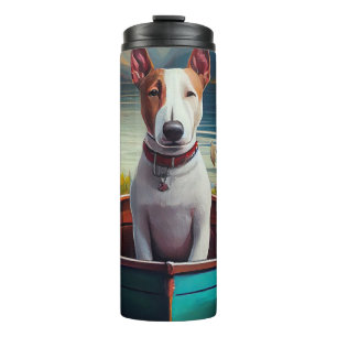 Bull Terrier op een peddel: Een Schilderachtig avo Thermosbeker