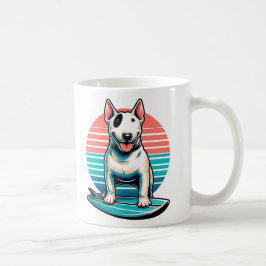 Bull Terrier op een surven bord jaren 80 retro sti Koffiemok