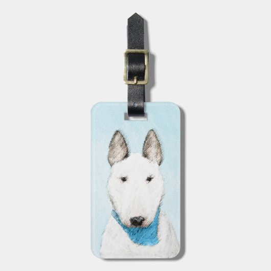 Bull Terrier Painting - Cute Original Dog Art Bagagelabel (Voorkant verticaal)