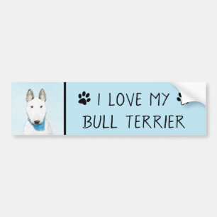 Bull Terrier Painting - Cute Original Dog Art Bumpersticker