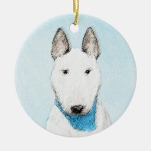 Bull Terrier Painting - Cute Original Dog Art Keramisch Ornament