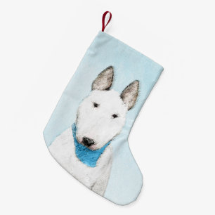 Bull Terrier Painting - Cute Original Dog Art Kleine Kerstsok