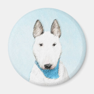 Bull Terrier Painting - Cute Original Dog Art Magneet