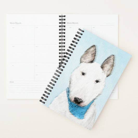Bull Terrier Painting - Cute Original Dog Art Planner (Display)