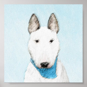 Bull Terrier Painting - Cute Original Dog Art Poster