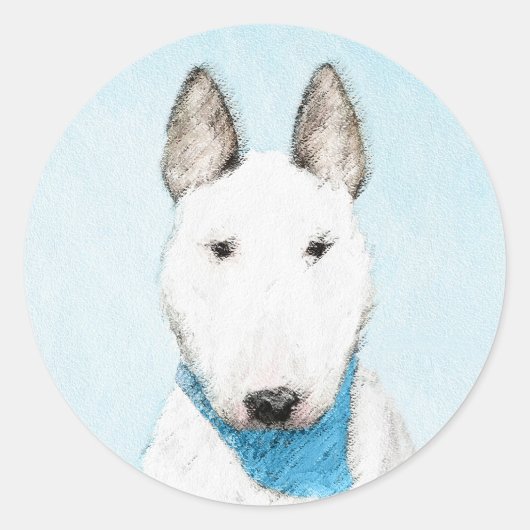 Bull Terrier Painting - Cute Original Dog Art Ronde Sticker (Voorkant)