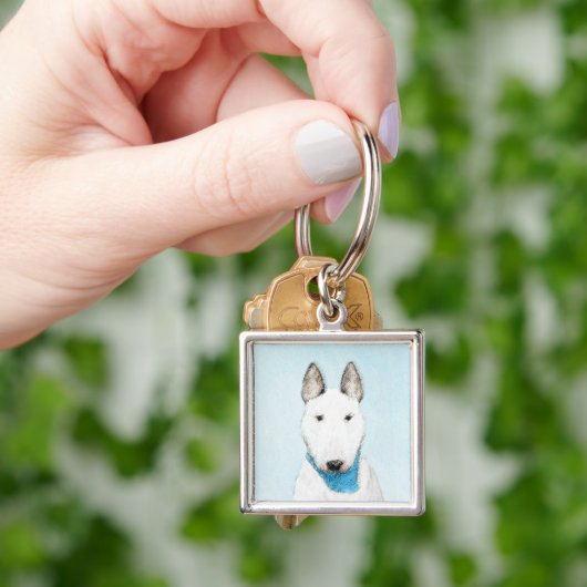 Bull Terrier Painting - Cute Original Dog Art Sleutelhanger (Hand)