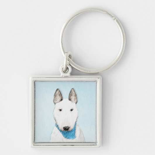 Bull Terrier Painting - Cute Original Dog Art Sleutelhanger (Voorkant)