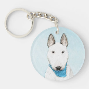 Bull Terrier Painting - Cute Original Dog Art Sleutelhanger